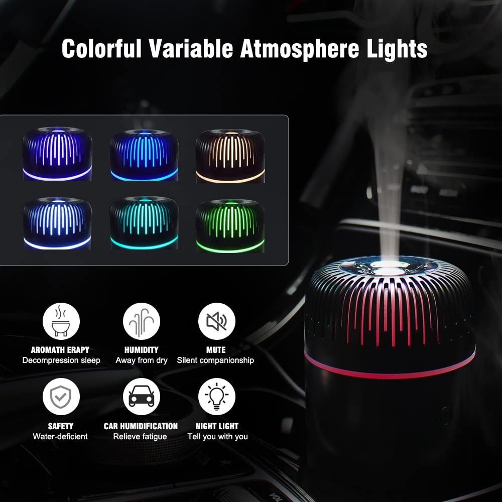 Unee Car Diffuser, USB Plug-in 100ml Mini Humidifier Essential Oil Diffuser Car Freshener Aromatherapy Diffuser(Black)
