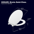 Kohler 20111-0 Brevia Round Toilet Seat, with Grip-Tight Bumpers, Quiet-Close Seat, Quick-Attach Hardware, White