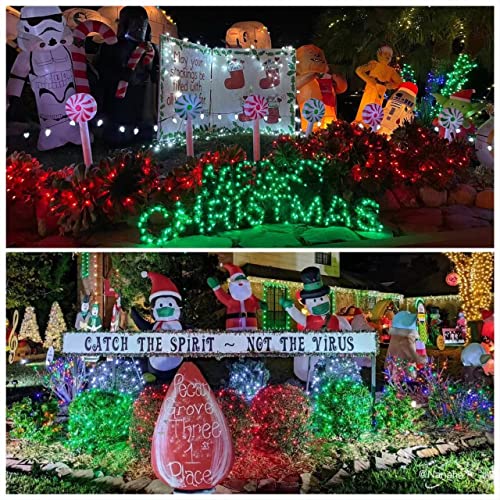 YEGUO Green Christmas Lights, 500 LED String Lights Outdoor Waterproof, 8 Modes 165ft Christmas Lights Plug in