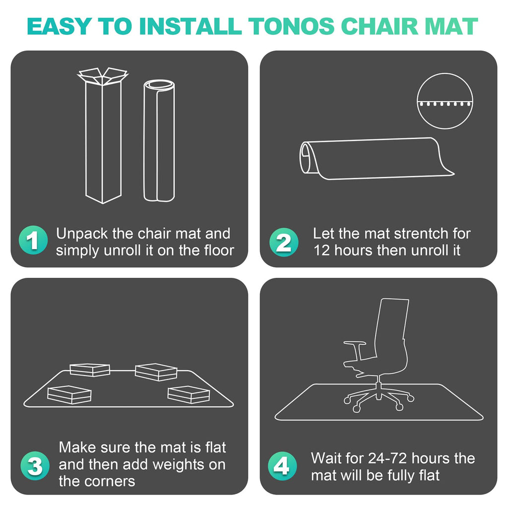 Thickened Chair Mat for Carpet - 48”X 36” Heavy Duty Office Chair Mat for Low-Pile Carpeted Floor. Easy Rolling Carpet Protector for Office Computer Desk Chair, Clear