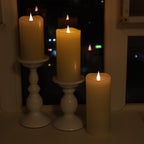 TECHLONG 3 Pack Flickering Flameless Candles Battery Operated with Timer, 3D Moving Flame Last 1000+ Hours, Ivory Real Wax Electric LED Pillar Candle for Wedding Christmas Decorations