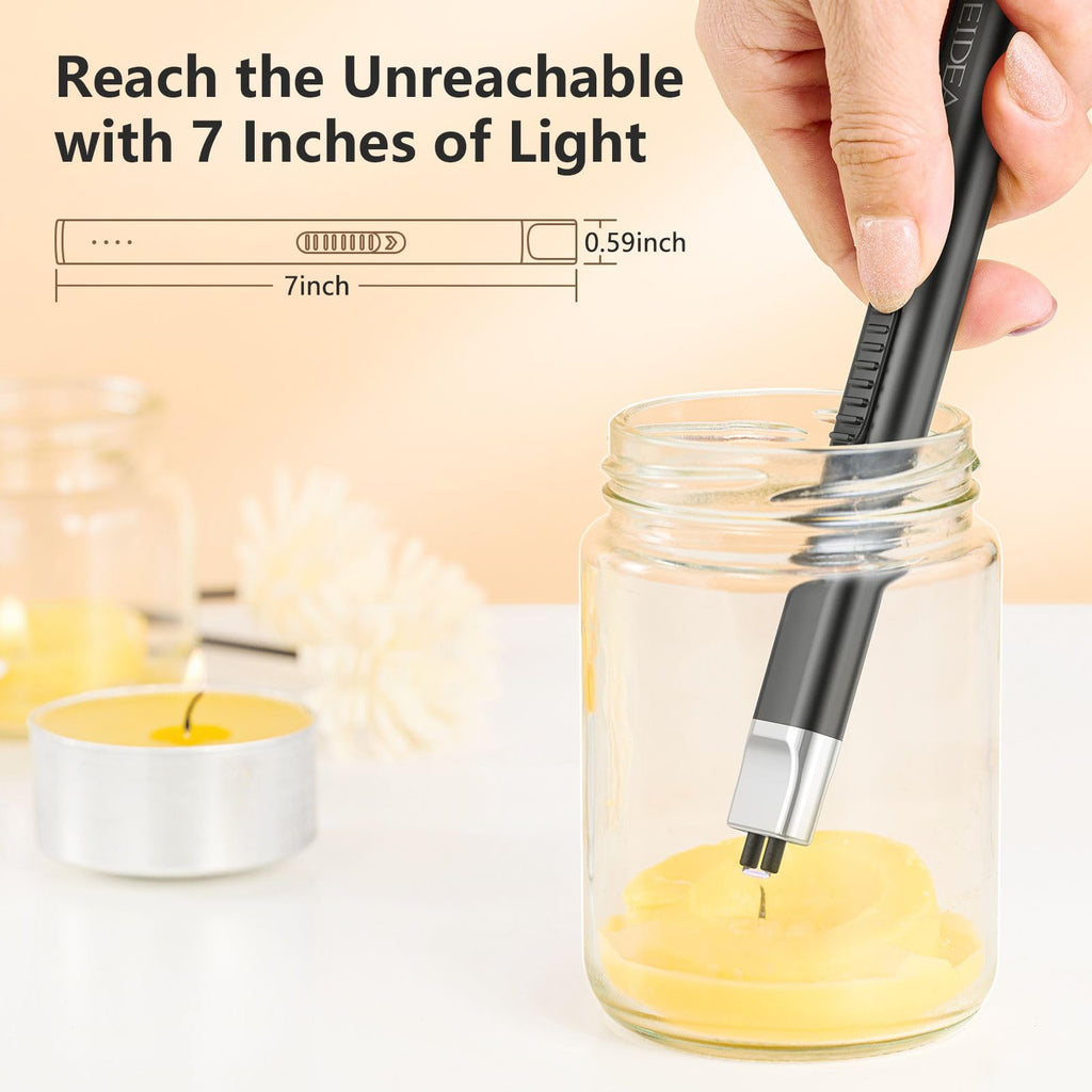 REIDEA Electric Lighter R1 Flat Candle Lighter, Windproof Flameless USB Rechargeable Arc Lighter with Safe Button and Power Indicator for Candle, BBQ and Fireworks, Rose Gold