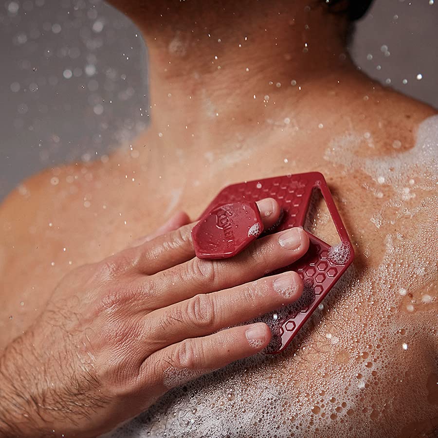 Tooletries - Body Scrubber - Silicone Exfoliating Scrubber - Bathroom & Shower Accessories for Men, Travel Essentials for Men - Durable & Long Lasting Body Wash Scrubber for Men - Burgundy
