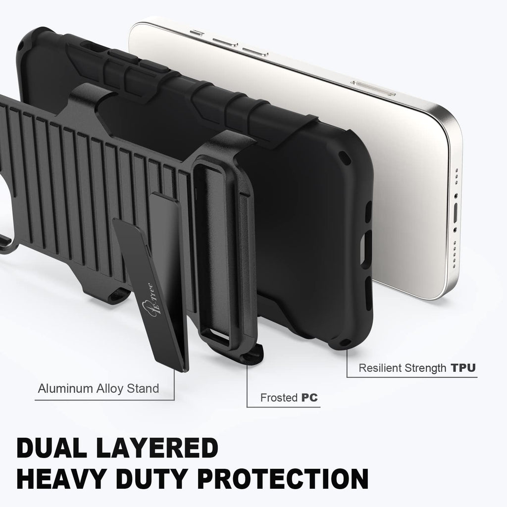 E-Tree Compatible with iPhone 15 Plus & 14 Plus Case 6.7 inch, with Crossbody Strap and Stand, Protection Shockproof Hard Phone Case Black, Perfect for Go Outside and Kid Elderly