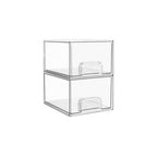 2 Pack Small Clear Stackable Storage Drawers,Acrylic Bathroom Makeup Organizer,Plastic Storage Bins for Vanity, Undersink, Kitchen Cabinets, Pantry, Home Organization