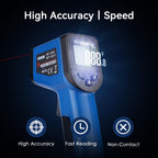 Infrared Thermometer Gun for Cooking, -58℉~1022℉, Digital Laser Temperature Gun for Deep Frying, Pizza, Blackstone, Reptiles, IR Thermometer with Carrying Storage Case, Larger Font, LCD Backlit, Blue