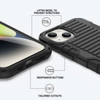 E-Tree Compatible with iPhone 15 Plus & 14 Plus Case 6.7 inch, with Crossbody Strap and Stand, Protection Shockproof Hard Phone Case Black, Perfect for Go Outside and Kid Elderly