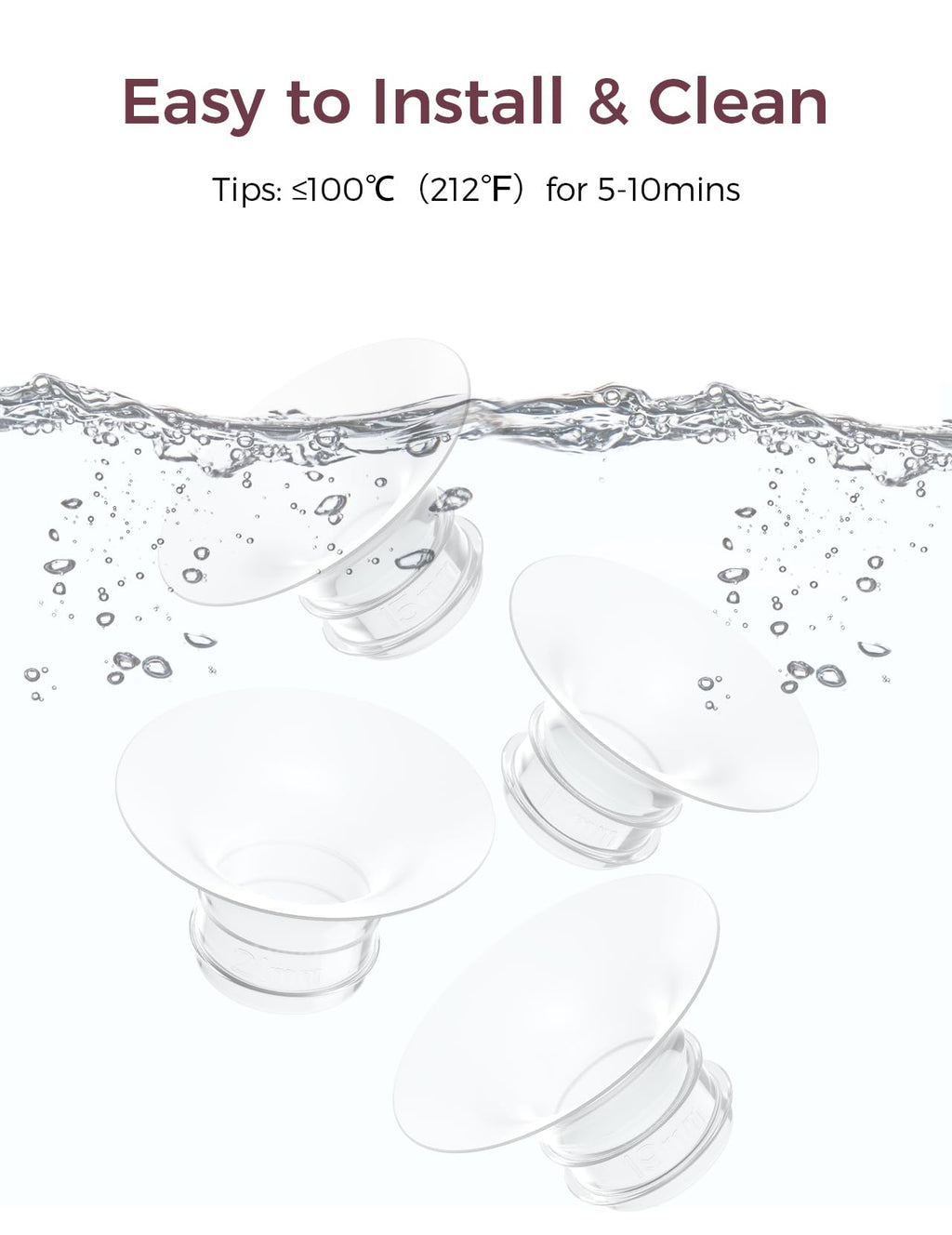 Momcozy M5| M6| M9 Original Replacement Accessories, Food-Grade Silicone & BPA Free, Original Breastfeeding Parts, Inserts 17mm, 4 Pack