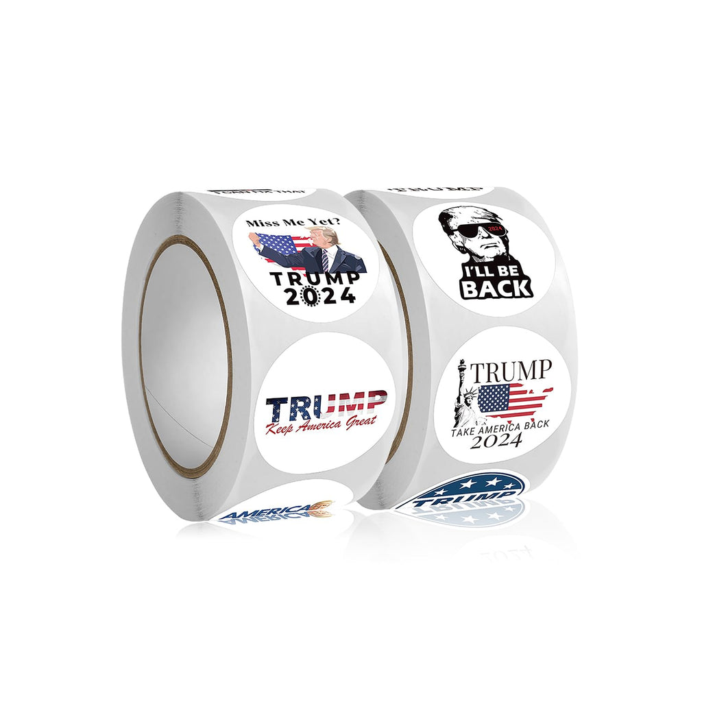 2024 Donald Trump Stickers Roll 500Pcs - Funny Presidential Election USA American Flag Decals - Easy Stick & Removeable for Scarpbook Window Tumblers Water Bottles Teens