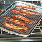 Nordic Ware Oven Crisp Baking Tray 2pc Set Includes Pan and Rack; Natural Aluminum For Air Frying, Crisping, Broiling, Baking