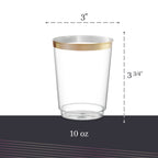 PLASTICPRO Disposable Plastic Tumblers (Gold Rim, 100)