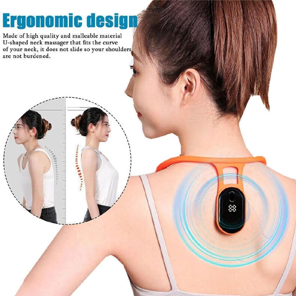 Neckease Ultrasonic Lymphatic Soothing Neck Instrument, 2025 Best Neckease Ultrasonic Lymphatic Necki, Massager to Correct Posture and Soothe Spinal Cord (2 Pcs Black)