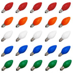Romasaty 25 Pack Christmas Light Bulbs, C7 Ceramic Multi-Color Replacement Bulbs, C7 Outdoor String Lights Replacement Bulbs, C7/E12 Candelabra Base, 5 Watt