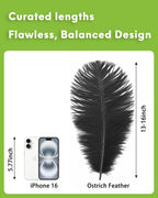 NEWONG 30pcs Black Ostrich Feathers Natural Bulk 13-16in(33-40cm) Vase Craft Wedding Home Party Centerpieces Christmas Day Decoration