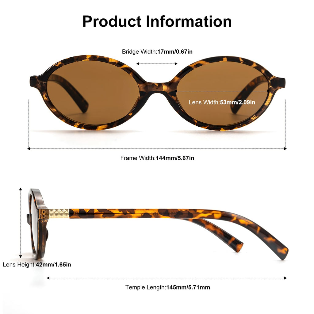 Retro Oval Sunglasses for Women Vintage 90s Y2K Trendy Designer Sun Glasses 2Pack