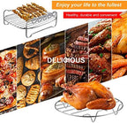 Air Fryer Rack for Air Fryer Oven, Set of 2 Multi-purpose Air Fryer Accessories Metal Double Layer Wire Rack with Skewer for Ninja, Power XL, Cosori, Instant Pot, Gourmia, Chefman, Dishwasher Safe