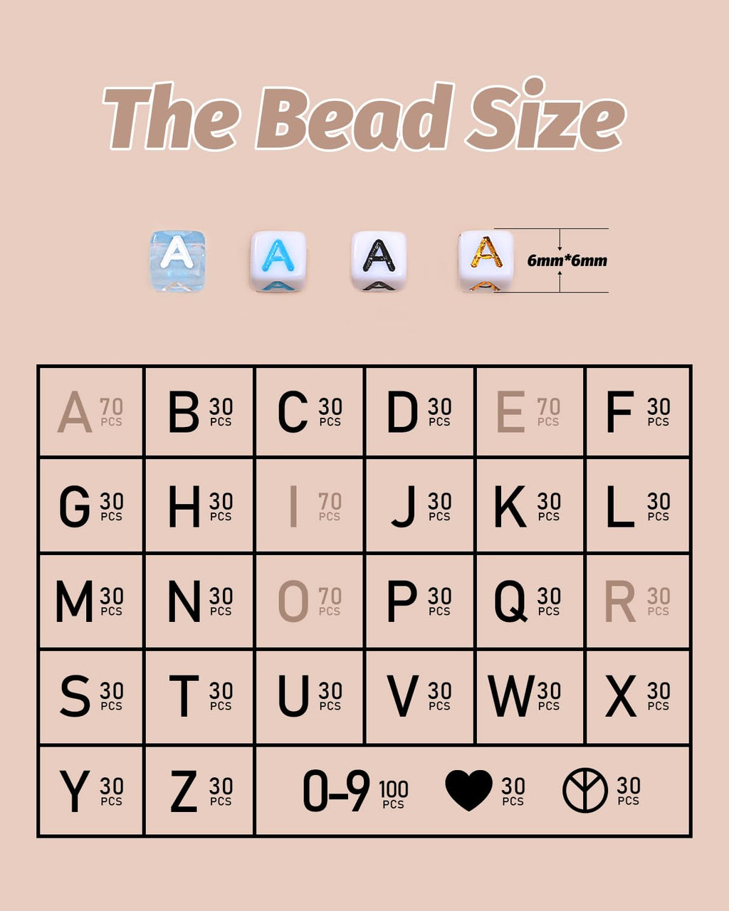 DoDoBeads Gold Letter Beads for Bracelets - 1270Pcs Square Acrylic A-Z with Extra Vowels, Numbers and Spacers - Ideal for Necklaces and Friendship Kits