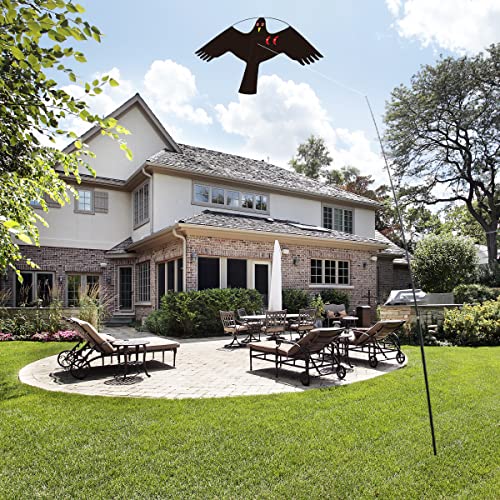 Flerigh Bird Hawk Flying Kite with Pole Crops Farm Protector Bird Scarer Flying Style C Kite Without Pole