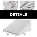 HOMBYS Cooling Bed Wedge Pillow Cover Q-max 0.4 Cool Pillowcases Super Soft & Skin-Friendly with Zipper Design, Removable & Machine Washable Pillowcase, (Light Grey, 25"x25"x8")