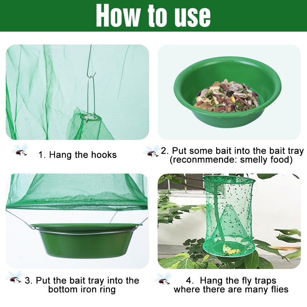 8 Pack Ranch Fly Trap, Disposable Fly Traps Outdoors, Stable Horse Fly Trap, Farm Fly Trap Catcher Killer for Farm/Orchard