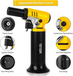 TBTeek Butane Torch with Fuel Gauge T907, One-hand Operation Kitchen Torch Lighter with Adjustable Flame for BBQ, Baking, Brulee Creme, Crafts and Soldering, 2 Pack(Butane Not Included)