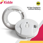 Kidde Smoke Detector, 10-Year Battery, LED Indicators, Replacement Alert, Test-Reset Button, 2 Pack