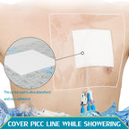 Waterproof Shower Protector Large Cover Shields with Non-Stick Center Pad for PICC Central Line Peritoneal Dialysis Chest Port Feeding Tube PD Catheter Accessories Bandages Women Men 9"x9"(Pack of 25)