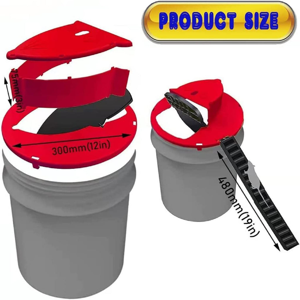 Pack 2 Bucket Lid Mouse Trap, 5 Gallon Bucket Compatible, Mouse Catching Tool, Trap Door Style, Multi Catch, Auto Reset, Indoor Outdoor (Reddish)