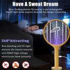 Endbug 2 in 1 Bug Zapper Racket, Dual Modes Electric Fly Swatter with Purple Attracting Light, Hangable Mosquito Zapper, Handheld Fly Zapper for Indoor & Outdoor (Not Rechargeable)