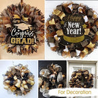 TONIFUL 2 Rolls 10 Inch Black Decorative Mesh Ribbbon Rolls, Fabric Mesh with Foil for Mesh Wreath Supplies, Front Door Wreath Crafts Tree Decor Christmas NewYears Halloween Decoration (10 yds/roll)