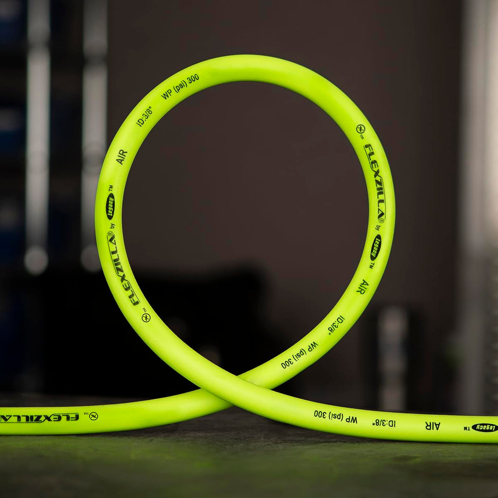 Flexzilla Air Compressor Hose, 3/8 in. x 50 ft., 1/4 in. MNPT Fittings, No-Kink, All Weather, Lightweight, Premium Hybrid Polymer, 300 PSI, ZillaGreen