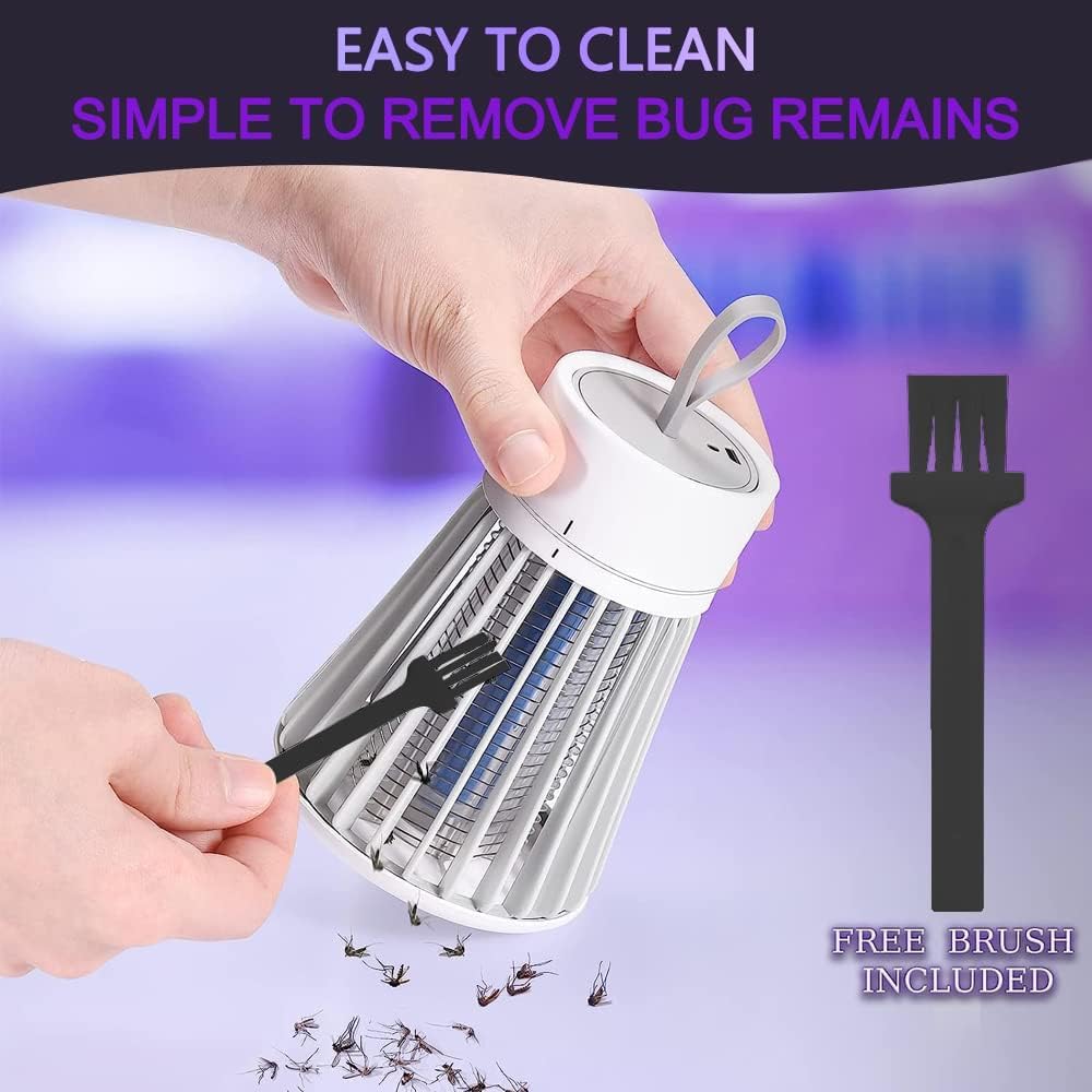 Bug Zapper Indoor Outdoor Portable Mosquito Zapper Electric Bug Killer with USB Rechargeable Bug Zapper with Security Grid and Brush Mosquito Trap Mosquito Killer for Home,Yard,Camping