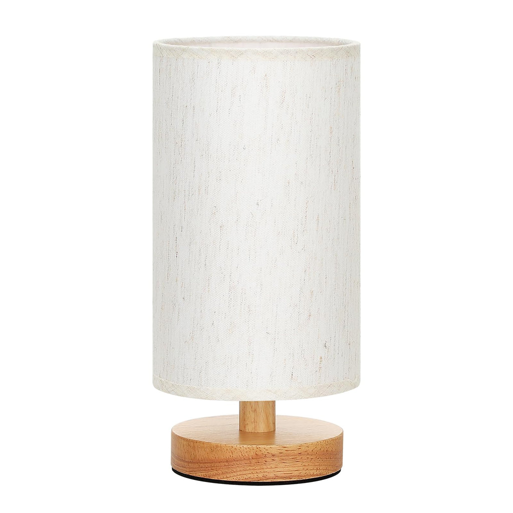 Small Table Lamp for Bedroom - Inline Control, Bedside Lamp with 3000K A15 LED Blub, Easy Assembly (Cream Shade - Wood Base, 9" Inline Control)