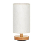Small Table Lamp for Bedroom - Inline Control, Bedside Lamp with 3000K A15 LED Blub, Easy Assembly (Cream Shade - Wood Base, 9" Inline Control)