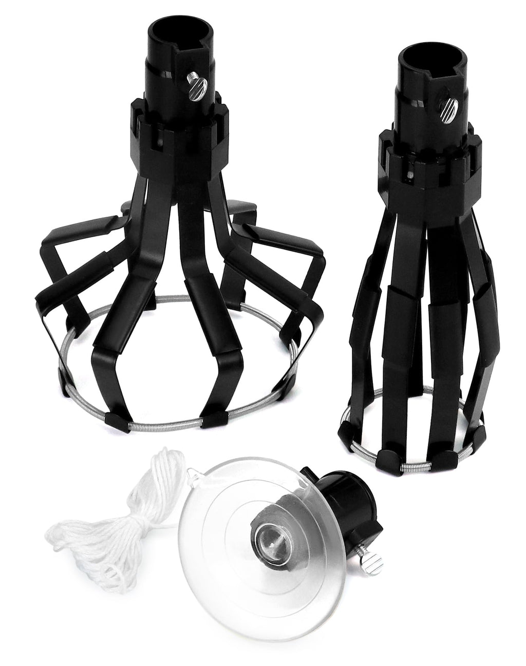QWORK Professional Light Bulb Changer Kit - 3 Piece Set - Extension Pole Compatible, for High Ceiling Incandescent Bulbs with Standard, Floodlight & Recessed Changer