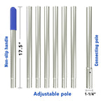 POOLWHALE 10.5 Foot Premium Aluminum Telescopic Swimming Pool Pole, Special Stripes Texture Strong Grip, Adjustable 8 Pieces 1.0 mm Expandable Step-Up, for Skimmer Nets, Vacuum Heads and Brushes