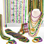 Mardi Gras Beads Decorations, 120PCS Green Purple Gold Metallic Mardi Gras Beads Necklaces Accessories Bulks, Mardi Gras Beads Necklace Costumes for Parade Throws Party Decor Favor Supplies
