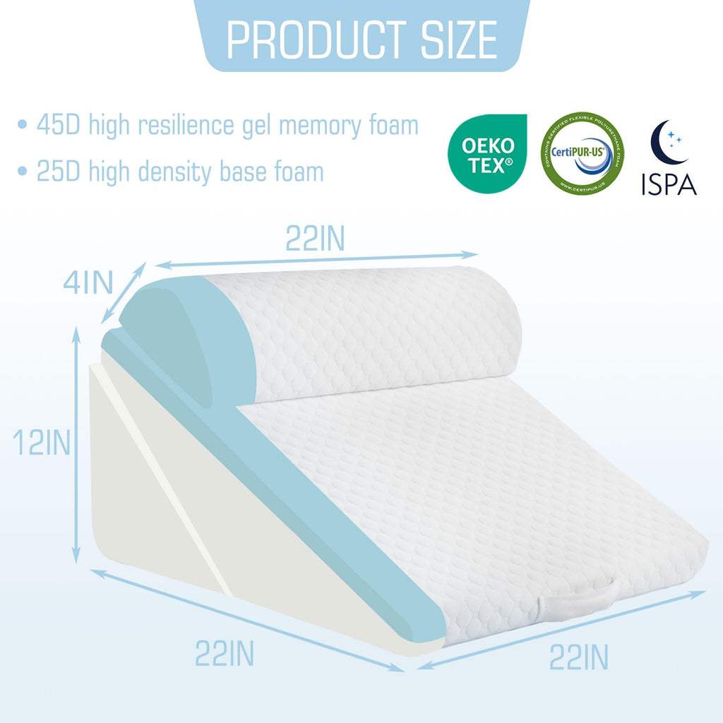 Ziiyllean 3Pcs Orthopedic Bed Wedge Pillow for Sleeping, Adjustable 9&12 Inch Memory Foam Wedge Pillow Post Surgery or Back, Neck and Knee Support, Triangle Pillow for Acid Reflux Gerd Snoring