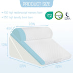 Ziiyllean 3Pcs Orthopedic Bed Wedge Pillow for Sleeping, Adjustable 9&12 Inch Memory Foam Wedge Pillow Post Surgery or Back, Neck and Knee Support, Triangle Pillow for Acid Reflux Gerd Snoring