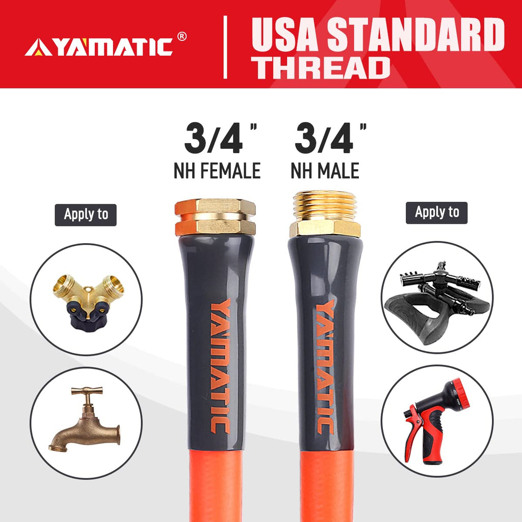 YAMATIC Heavy Duty Short Garden Hose 5/8 in x 10 ft, Super Flexible Leader hose,All-weather, Lightweight, Burst 600 PSI