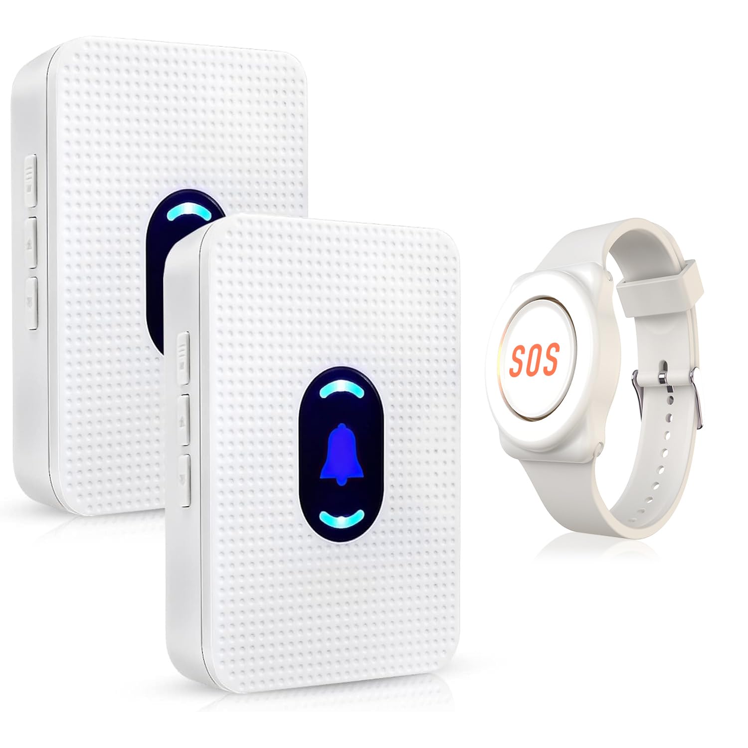 Daytech Wireless Wrist Pager Caregiver Call Button in Home System Watch Alarm Nurse Personal Help Alert for Patients Elderly 1 Watch Call Button 2 plugin Receiver