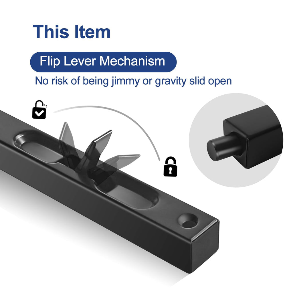 MOSECYOU Flush Bolt French Door Lock 6”, 2 Packs, Bolt Latch for Double Doors, Flip Lever Mechanism, Door Top/Bottom Lock for Sliding/Patio/Storm Door (Black, 6 in. - 2pack)