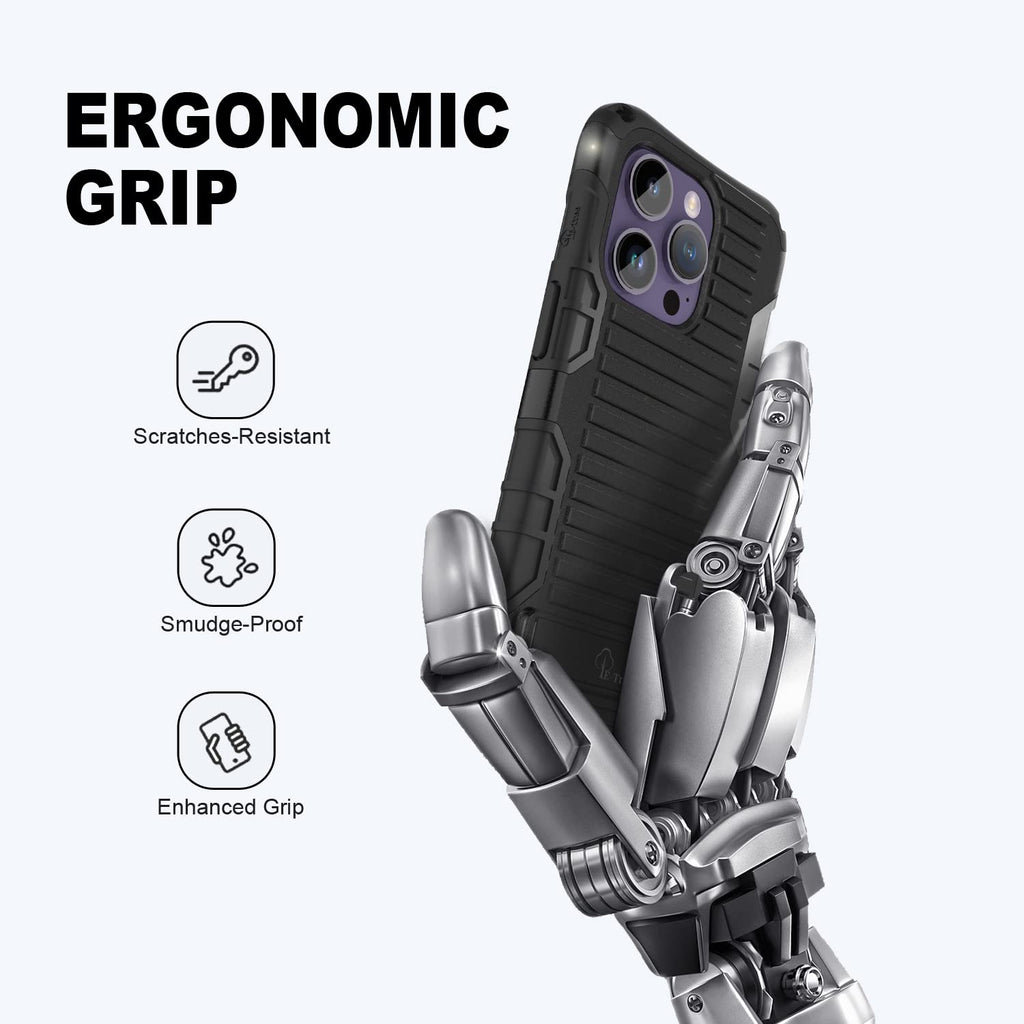 E-Tree Compatible with iPhone 14 Pro Max Case, with Crossbody Strap and Stand, Protection Shockproof Hard Phone Case Black, Perfect for Go Outside and Kid Elderly, 6.7 inch
