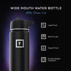 Camping & Hiking Hydration Flask with Straw, Wide Mouth Insulated Stainless Steel Sports Water Bottle - 18 oz Bubble Gum