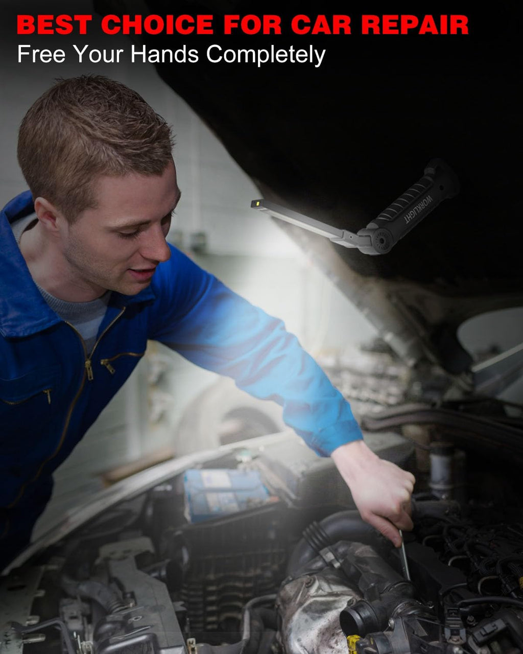 Coquimbo Tool Gifts for Men Dad Him, Rechargeable LED Work Light Grill Light with Magnetic Base and Hook 5 Modes 360° Rotate Mechanic Light Stocking Stuffers Mens Gifts (2 Pack Black)