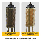 TIKI Bamboo Tiki Torches 12-Pack – Weather-Resistant Outdoor Décor with Easy-Pour Wide-Mouth Canister Refill for Patio, Garden, Backyard, and Parties, 57-Inch Citronella Torches
