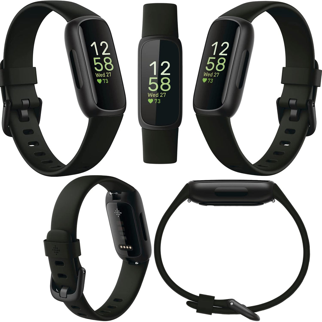 Fitbit Inspire 3 Health & Fitness Activity Tracker (Black) with Workout Intensity, Sleep Tracking, Heart Rate, S & L Bands, 3.3foot Charging Cable, Wall Adapter, Screen Protectors & PremGear Cloth