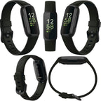 Fitbit Inspire 3 Health & Fitness Activity Tracker (Black) with Workout Intensity, Sleep Tracking, Heart Rate, S & L Bands, 3.3foot Charging Cable, Wall Adapter, Screen Protectors & PremGear Cloth