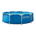 Intex 28200EH 10 Foot x 30 Inch 4 Person Outdoor Metal Frame Above Ground Round Swimming Pool with Easy Set-Up (Pump Not Included)