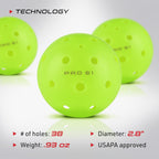 Pro S1 Ball | Crack-Resistant | 38 Hole Outdoor Pickleball Balls | USAPA Approved Pickle Ball for Tournament Play | Advanced Aerodynamics | 4 Pack Pickleballs